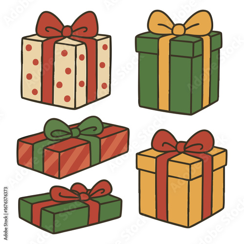 Gift boxes with ribbons for Christmas and birthday illustration