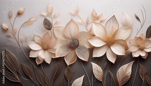 elegant line art flowers