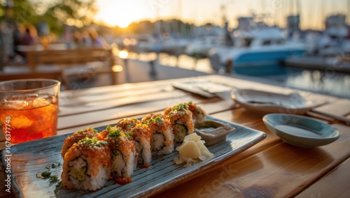 Sunset sushi at a waterfront restaurant (1)