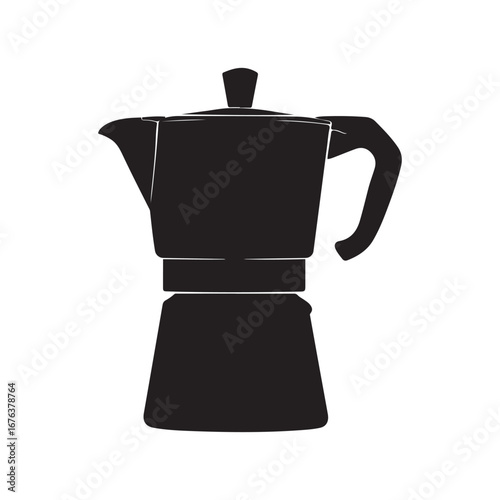 Black Silhouette of a Moka Pot Italian Coffee Maker