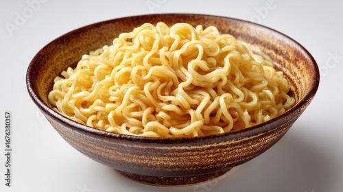 Uncooked instant noodles in a bowl