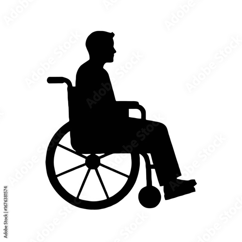 Vector art of silhouette of a man in a wheelchair