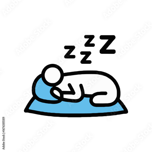 Vector art of simple illustration of a person sleeping on a pillow