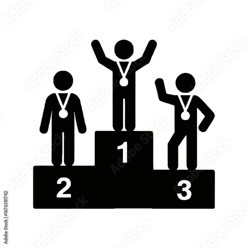 Vector art of winners on a podium with medals