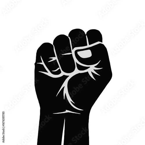 Vector art of black fist raised in protest