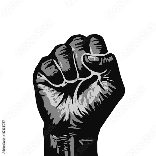 Vector art of black fist raised in protest
