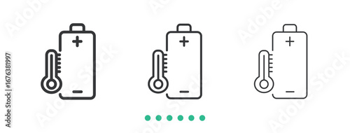 Battery temperature icon. Thin line icon vector
