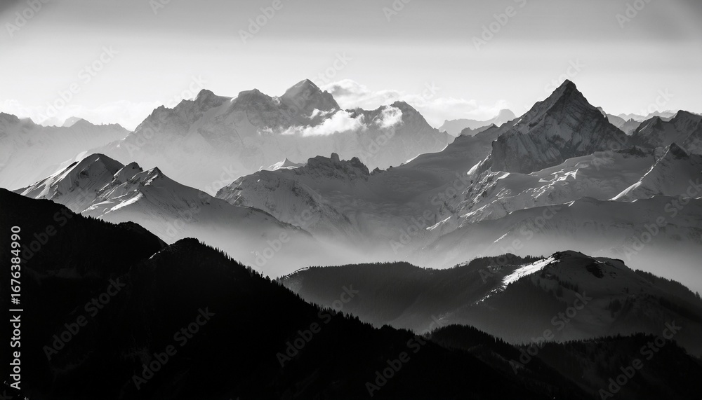 Obraz premium abstract monochrome mountain range landscape