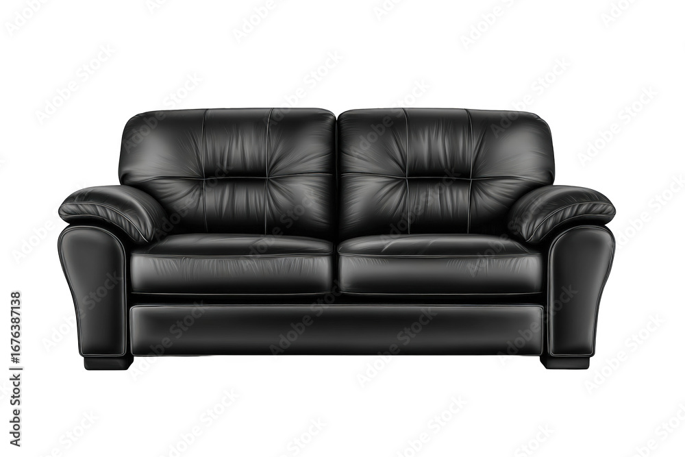 Fototapeta premium Black leather sofa, studio shot