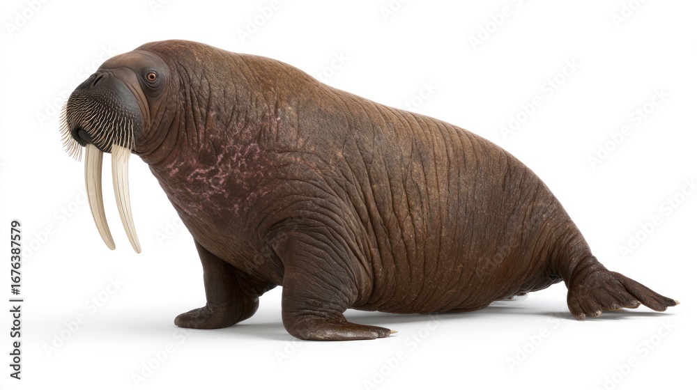 Fototapeta premium Walrus against white background