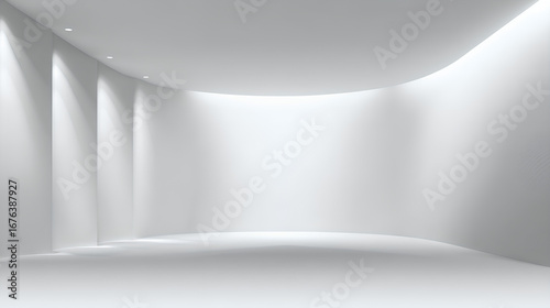Wallpaper Mural 3d white studio background. Clean white space with soft gradient lights. Abstract cyclorama wall with light reflections. Simple bright backdrop for business and product presentation. Torontodigital.ca