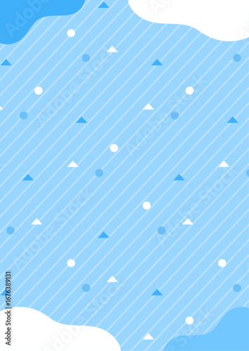 縦の背景　雲の枠と小さな模様　青