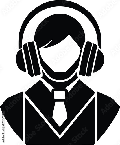 DJ headphone vector icon.