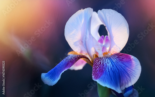 Blue Pink White Iris Flower Blossom