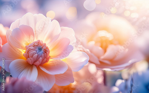Pastel Floral Macro Composition with Soft Focus