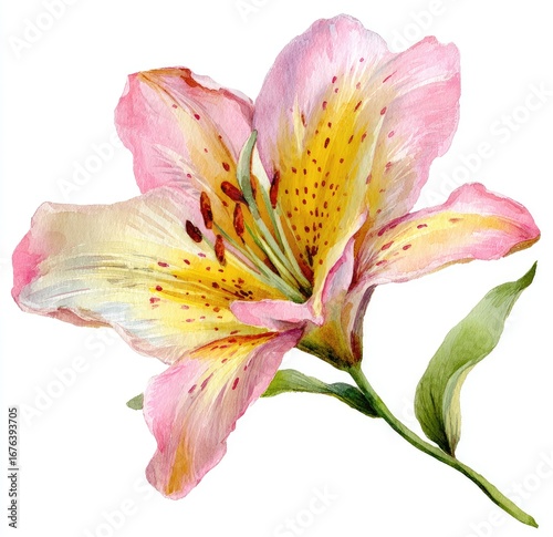 Delicate, pastel-colored lily in full bloom