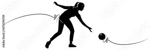 background illustration of a female bowling player