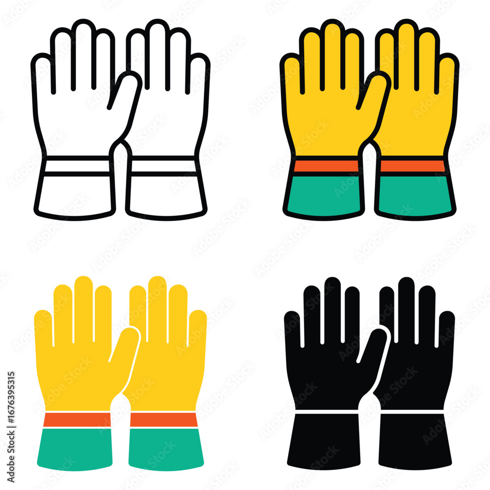 Obraz premium Protective Work Gloves icon Set.