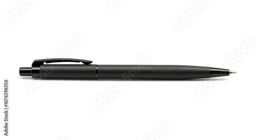 Sleek matte black retractable ballpoint pen with a click mechanism and pocket clip.
