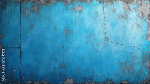 Weathered blue concrete panels cracked textured
