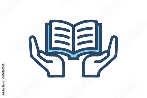 hand holding a book icon symbol sign vector button illustration design