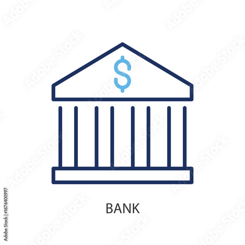 Bank thin line vector icons.