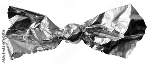 Crinkled, metallic candy wrapper, isolated on white