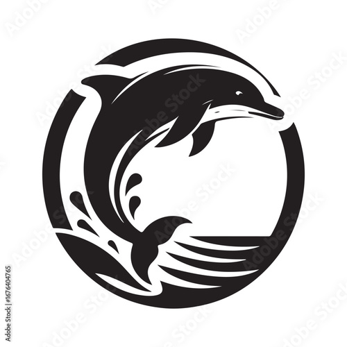 Dolphin vector silhouette  outline logo design concept illustration