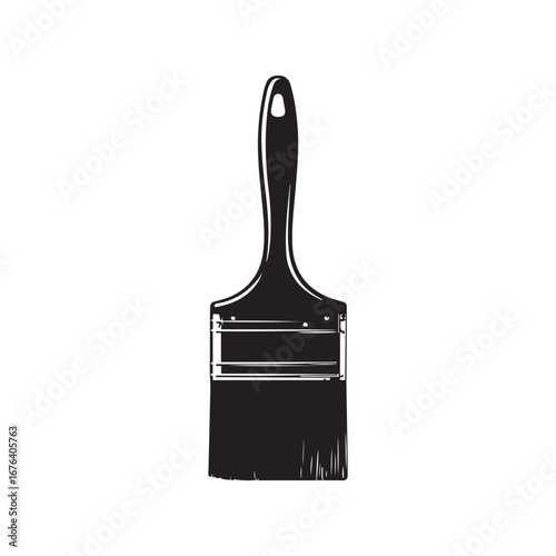 Isolated Silhouette of a Paint Brush on White Background