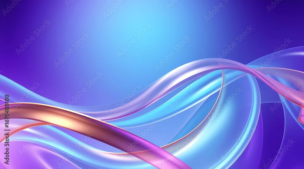Naklejka premium Abstract blue and purple background with smooth, flowing waves, creating a modern and dynamic design, perfect for digital art and website backgrounds