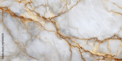 Abstract marble texture with white and gold veins