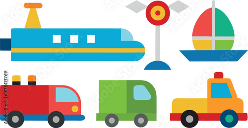 toy-vehicles-set--cars--trains--airplanes--boats-o.eps