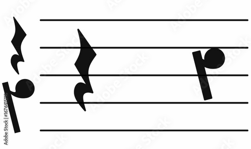 quarter rest or Musical rest symbols icon set, shown in outline and silhouette for music notation design.isolated white background.