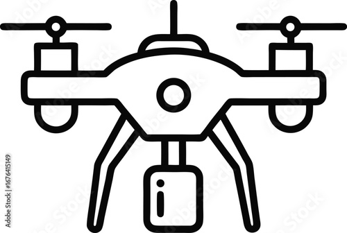 Vector art of quadrocopter drone with camera, , vector illustration