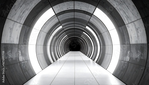 Futuristic tunnel with concentric circles