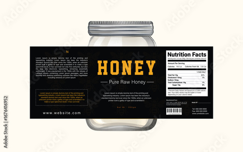 honey jar packaging mock-u, honey label vector, organic food packaging design, premium honey jar label, golden honey branding, bee product packaging, editable honey label, farm fresh honey jar, luxury