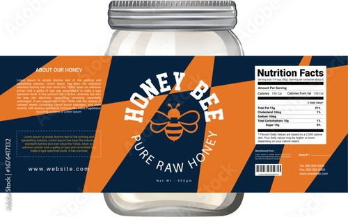 honey jar packaging mock-u, honey label vector, organic food packaging design, premium honey jar label, golden honey branding, bee product packaging, editable honey label, farm fresh honey jar, luxury