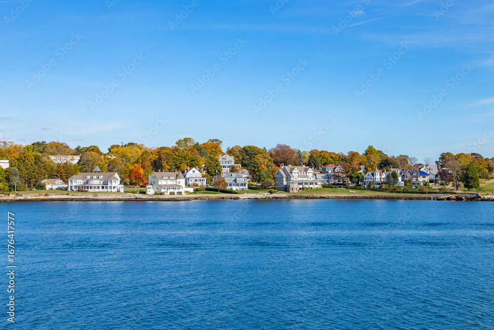 Fototapeta premium view to skyline of Groton from the seaside