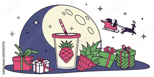 Vector illustration of polygon dragonfruit holiday…