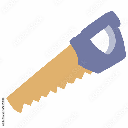 Image of a hand saw with a light brown blade and a light purple handle.