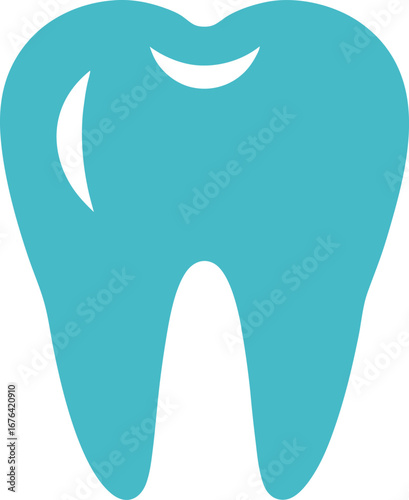 Vector art of a simple, clean, and modern turquoise blue molar tooth icon isolated on a, representing dental health and care