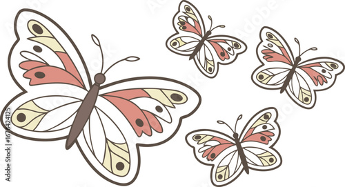 Cutting-ready seasonal sticker sheet, 15 vector shapes with outer cut-paths and minimal nodes, palette.
