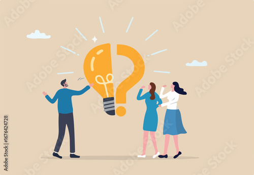 Solving problem, critical thinking root cause analysis to solution, answering question or success resolve issues, discover opportunity, creativity concept, businessman make idea from question mark.