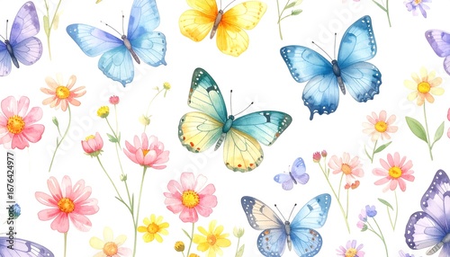 Delicate butterfly and flower pattern
