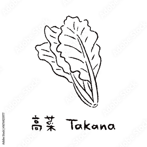 手描きの高菜2_名称入_白黒