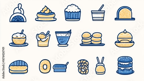 Delightful Dessert Icons for Sweet Treat Designs and Culinary Projects