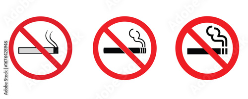 Set no smoking sign symbol illustration