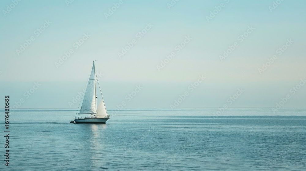 Fototapeta Mediterranean Adventure: Drone View of Sailboats Sailing on Blue Ocean Waves
