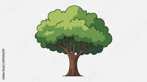 Vibrant stylized green tree with thick trunk and lush canopy, perfect for nature and eco-themed projects.