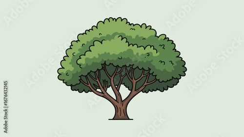 Vibrant green leafy tree with sturdy brown trunk and branches, perfect for nature scenes and eco-friendly designs.